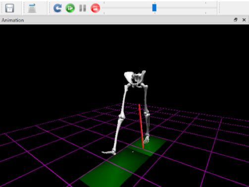 A rendered skeleton with ground reaction force vectors