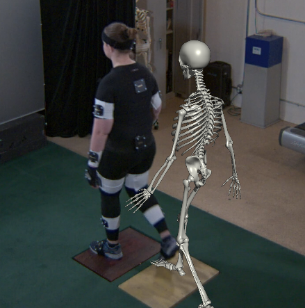 An instrumented subject with an overlaid skeleton